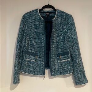Worth Tweed Textured Blue Blazer Sz 8